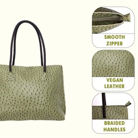 22 Tote Stylish Vegan Leather Tote Bag, Large Capacity Shoulder Bag with Smooth Top Zipper Closure, Durable Lightweight Totes for Women, Minimalistic Aesthetic Design, Large Tote Bags for Women