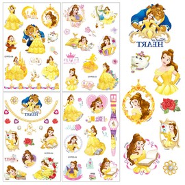Beauty and the Beast Temporary Tattoos,4 Sheets 100+ Kids Tattoo Stickers