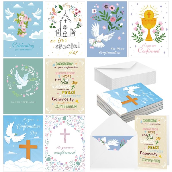 Motipuns 24 Sets Religious Confirmation Card Bulk with Scripture Assorted