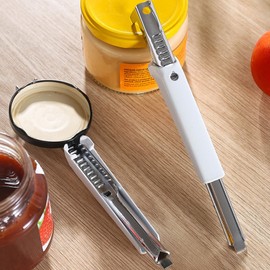 KASESSS 2 Pieces Effortless Arthritis Jar Opener for Seniors, Adjustable Grip Can Opener, Bottle Opener Stainless Steel, Multifunctional Tin Opener, Bottle Openers for Weak Hands (White, Black)