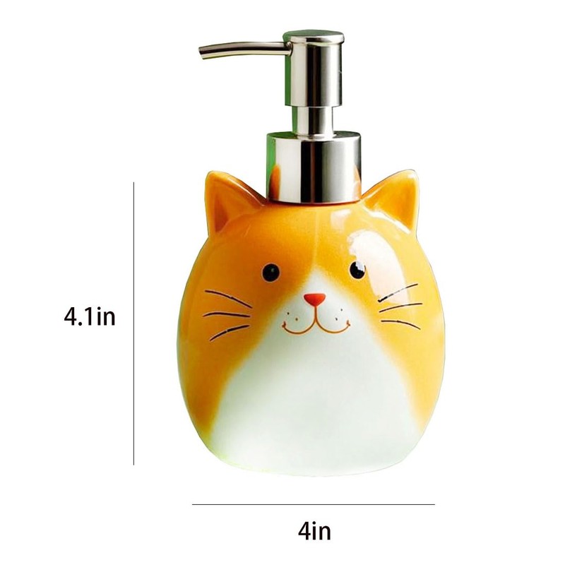 RockTrend Orange Cat Ceramic Soap Bottle Lotion Bottle Soap Dispenser