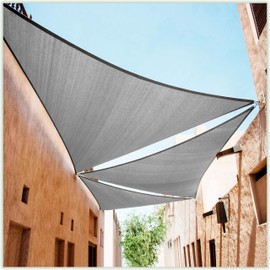 ColourTree 20' x 20' x 20' Grey Sun Shade Sail Triangle Canopy – UV Resistant Heavy Duty Commercial Grade -We Make Custom Size