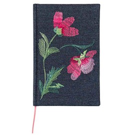 C.R. Gibson Dark Denim Floral Embroidered Hardcover Journal Notebook for Women, 5.75'' W x 8.75'' L, 192 Pages