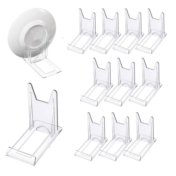 XSEXO Pack of 12 Acrylic Stands, Plastic Plate Stands, Plate Stands, Adjustable Decorative Plate Holder, Plate Stand, Decorative Stand for Electronic Products, Photo Displays
