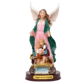 Gigi's Classy Kids 8 in 12 in 18 in Guardian Angel Statue Archangel w Children on Bridge Imagen Estatua Angel de la Guarda (8 Inch)