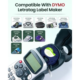 Label KINGDOM Replace for DYMO LetraTag Refills 91330 White Paper Label Maker Tape, Compatible with Dymo Label Maker Refills for Letra Tag 200B LT-100H 100T Plus, 1/2" x 13' Black on White 6 Pack