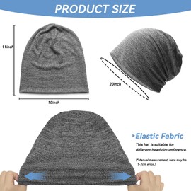 Beanie Hat, Soft Slouch Beanie Hat Elastic Light Baggy Skull Cap, Warm Cotton Jersey Beanie Cap for Women, Men, Girls, Boys (Dark grey)