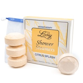 Shower Bombs Aromatherapy in Your Shower, American Made by Luxiny, Shower Steamer Tablets Melt to Release a Fragrant Vapor for Natural Stress Relief – Pack of 4 XL Steamers (Citrus Splash)