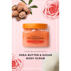 Ever Natural Shea Sugar Body Scrub, 18 oz (510 g), Body Scrub, Body Smoother, Body Care, Massage, Butt, Elbow, Knee, Blackhead Care, Exfoliating Care, Natural Ingredients (Moroccan Rose)