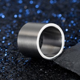 INRENG Mens Womens Stainless Steel 19mm Wide Ring Big Cool Plain Band Matte Finish Flat Top Silver Size 11