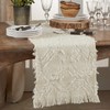 SARO LIFESTYLE Ivoryline Collection Fringe Waffle Weave Table Runner, 16"