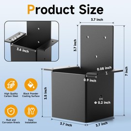 4 Pcs 4x4 Pergola Brackets for Wood Post, Heavy Duty 14 Gauge Post Top Rafter Brackets, Pergola Wall Mount Bracket Kit with Screws Black Deck Railing Brackets for Patio Pergola Log Cabin