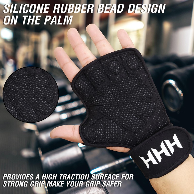 HHH Gym Gloves Weight Lifting Gym Gel padded Gloves strap