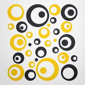 WANDfee® Wall Tattoo, Circles, Dots, 50 Stickers, Colour Choice For Children's Bedroom, Living Room, Hallway, Bathroom, Kitchen, Tile Stickers, black