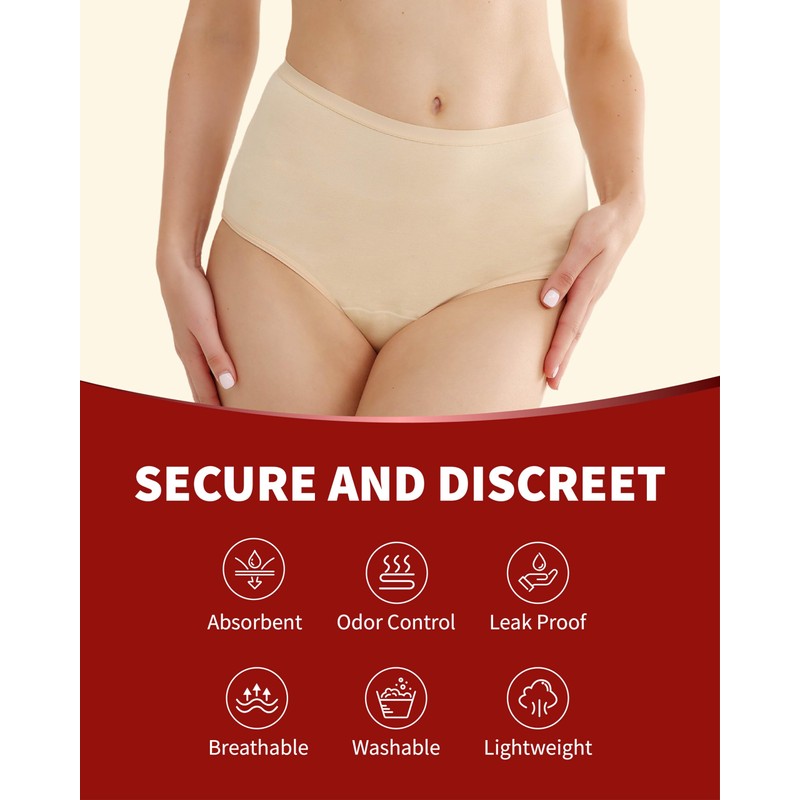 REELINDRY Washable Incontinence Underwear for Women, 2 oz High Rise