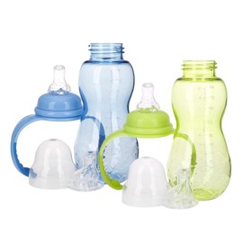 Nuby Non-Drip 3-Stage Bottle 11 Ounce, 2 Count, Blue/Green