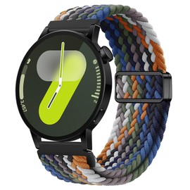 XMUXI 20mm Compatible with Galaxy Watch 7 Magnetic Band Nylon Braided Strap Galaxy Watch 6 5 4 Strap 44mm 40mm/Galaxy Watch 5 Pro/Watch 6 Classic Solo Loop GTS 4 Vivoactive 5 (Denim Colorful)