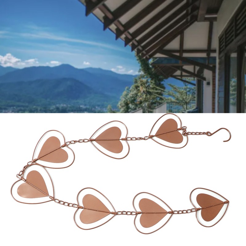 Metal Rain Chain Drainage Function Decorative Heart Shape Wind Chime