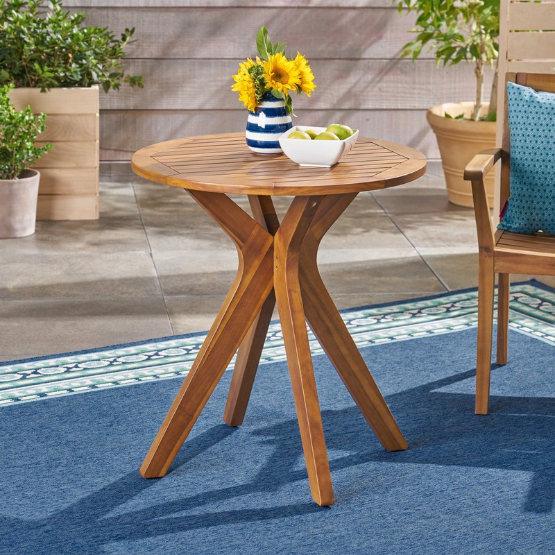 Christopher Knight Home Brigitte Outdoor Round Acacia Wood Bistro Table
