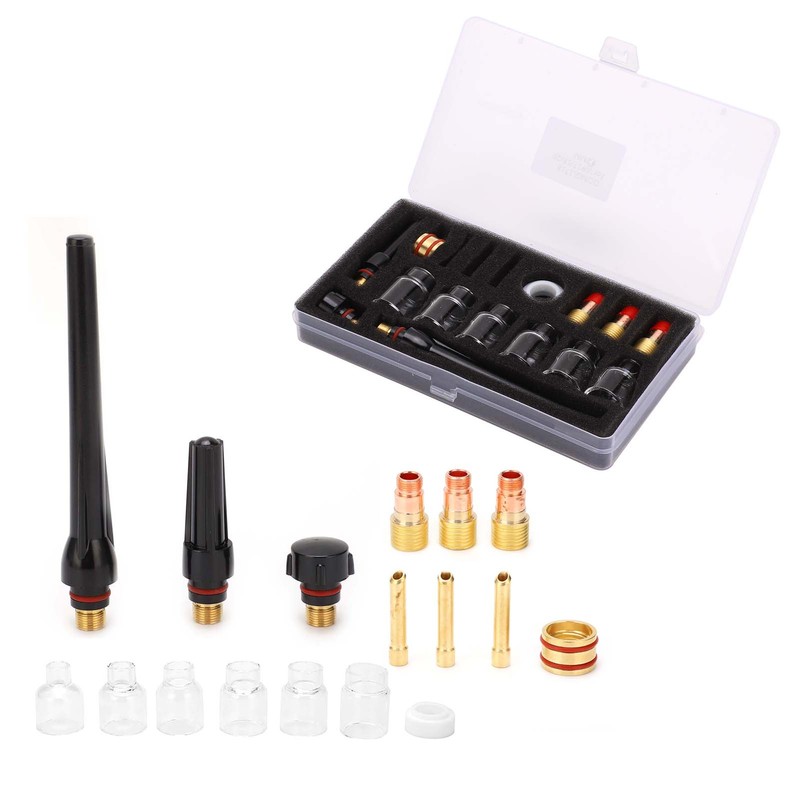 Welding Torch Kit Glass Nozzle Gun Tail Tungsten Clamp Silicone