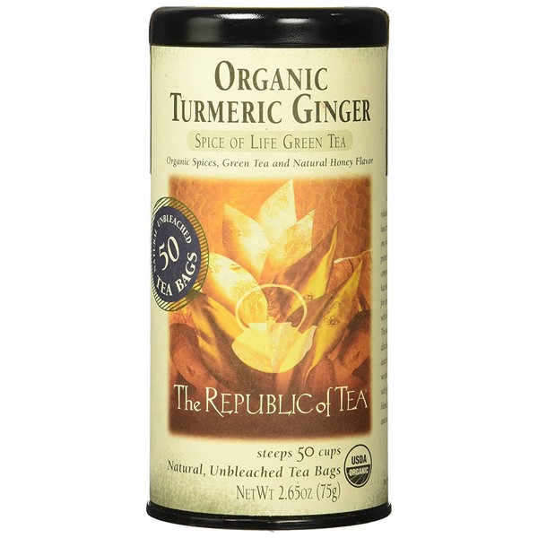 The Republic of Tea Organic Turmeric Ginger Green Tea, 50 Tea Bags, Gourmet Green Tea And Turmeric Tea