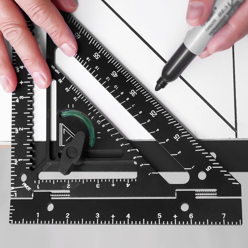7.5" Magnetic Rafter Square with Jig Block - Multi-Angle Measuring