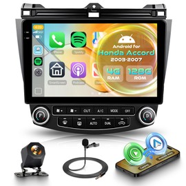 Orderich 4G+128G Android Car Radio for Honda Accord 2003-2007 with Wireless CarPlay Android Auto, 10 Inch Touchscreen Car Stereo Mirror Link GPS Navigation WiFi Bluetooth FM RDS EQ SWC Backup Camera