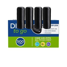 Dixxii'e Perfec Touch Domed Plastic, Hot Cup Lid | 12-20oz | 500 Count, Black