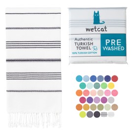 WETCAT Turkish Beach Towel Oversized 38x71 100% Cotton Sand Free Quick Dry Extra Large Light Travel Towel for Adults Beach Accessories Gifts (Black and White, Beach Towel (38" x 71"))