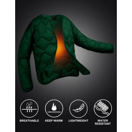 Little Donkey Andy Women's Lightweight Puffer Jacket with Recycled Insulation, Button Down Quilted Coats (Grass Green M)