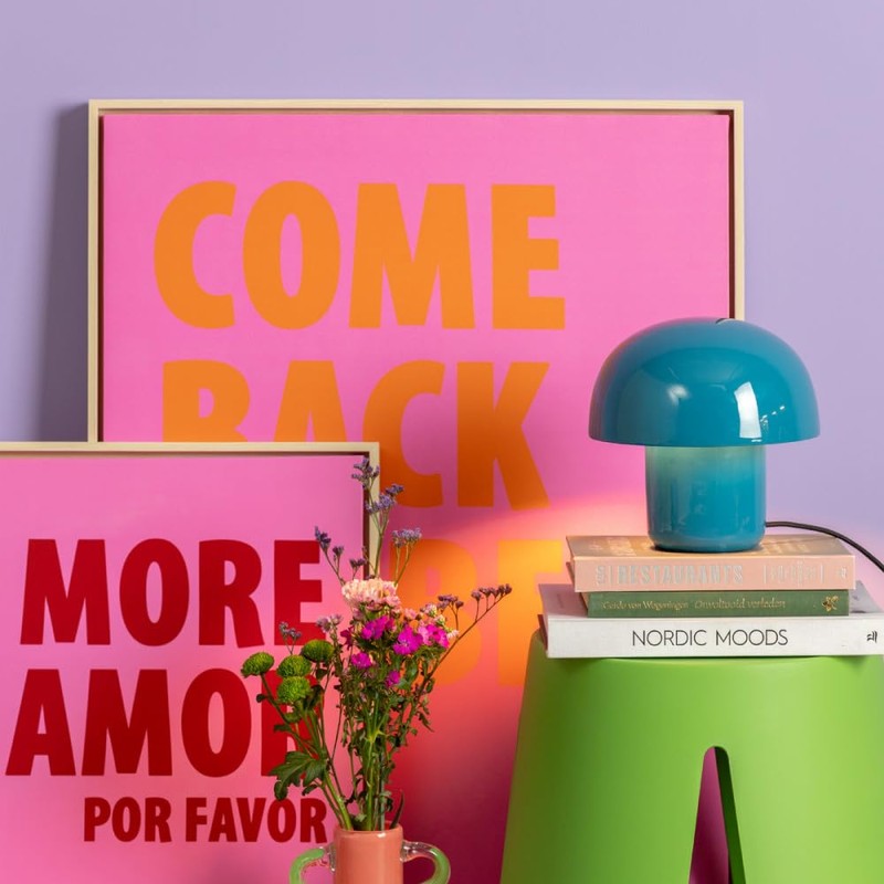 [DL] Table Lamp Fat Mushroom Mini Enamel Bright Blue