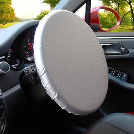 YYTQP Steering Wheel Cover Sun Shade, Silver-Coated Cloth Steering Wheel Protector, Auto Sun Block Cover Accessories for Cars Trucks Suvs (Silver)