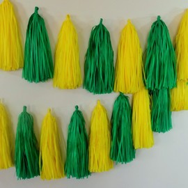Tissue Paper Tassel Green and Yellow