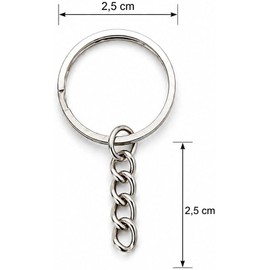 Gen?rico Juego de 100 Piezas Llaveros con Cadena de Metal, Aros para Llavero, Herraje, Argolla 5.5 Cm X 2.5 Cm