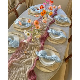 Generic Baby Sky Blue 100% Linen Cloth Cotton Square Napkins Set of 6 | 40cm x 40cm | Wedding Shower Bridal Event Styling Table Decor |