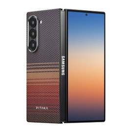 PITAKA Z Fold6 Wireless Charging Case Ultra Thin and Light Magnetic Case with Non-slip 3D Texture Aramid Fibre Made [MagEZ Case 5] Sunset