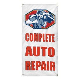 genetic/unbranded Vertical Vinyl Banner Multiple Sizes Complete Auto Repair Automotive Orange - 144x60inches