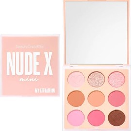 Beauty Creations - Paleta de Sombras Mini Nude X My Attraction – 9 tonos mates, satinados y brillantes en polvo compacto, maquillaje para ojos versátil y fácil de difuminar
