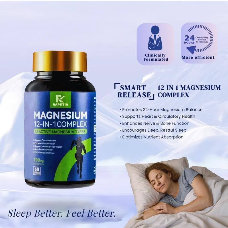 12 Essential Magnesium Complex 700mg, Support Better Sleep & Stress