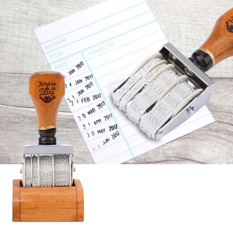 Qiilu Wooden Date Stamp Wood Date Date Date Time Antique