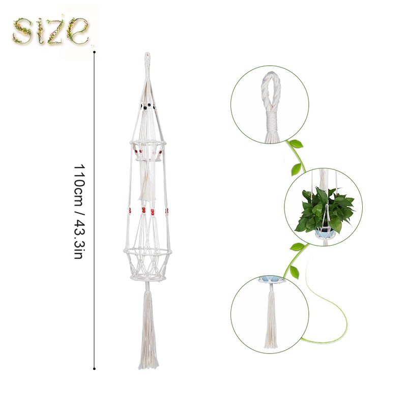 2 Pcs Macrame Double Plant Hanger Cotton Rope Flower Pot