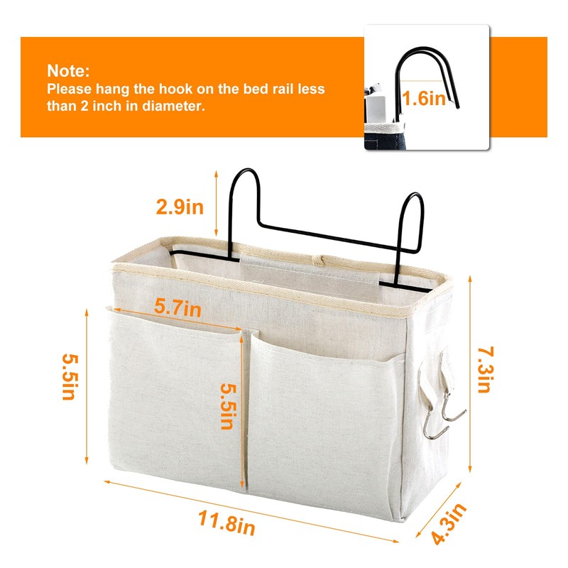 Surblue Bedside Caddy Bedside Storage Bag Hanging Organizer for Bunk,
