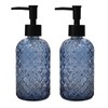 Blue Glass Dish Soap Dispenser for Kitchen, 12oz Refillable Liquid