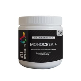 WBS Supplements | MONOCREA+ | Creatina Monohidratada de Alta Pureza | 225 g | Pre Workout en polvo | 45 Porciones | 100% Creatina Pura, Sin Sabor y Alta Disolución
