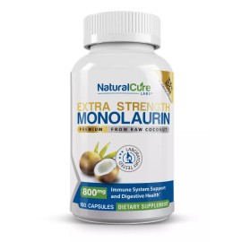 Natural Cure Labs Extra Strength Monolaurin 800mg, 100 Capsules, 33% More