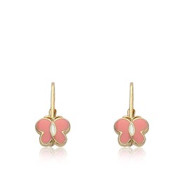 Little Miss Twin Stars Kids Earrings -14k Gold Plated Pink Butterfly Earrings - Hypoallergenic and Nickel Free For Sensitive Ears