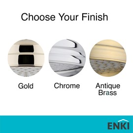 ENKI, R08, 200mm Traditional Fixed Large Shower Head Antique Brass, Solid Brass, Replacement Shower Head, Round Rose, Mixer Rainfall Shower, Modern Design, Easy Clean & Easy to Install