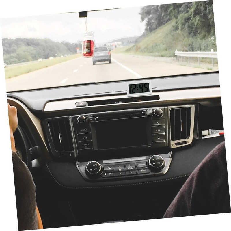 ULTECHNOVO 2pcs Mini Digital Car Clock White Dashboard Clock Student's