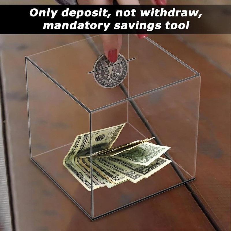 Clear Acrylic Money Saving Box, Unopenable Money Saving Box, Modern