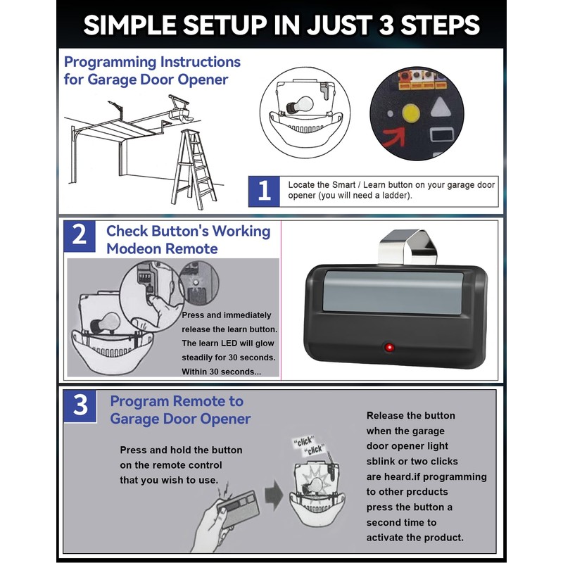 for 891LM/950ESTD Liftmaster/Chamberlain Garage Door Opener Remote Security+ 2.0 MyQ